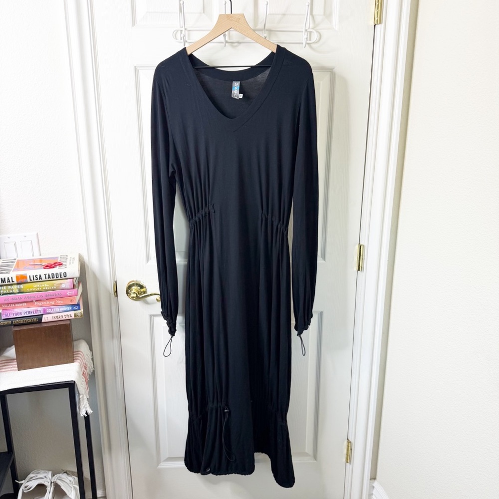 Noblu Drawstring Bamboo‎ Jersey Knit Macy Dress Long Sleeve Womens Size M